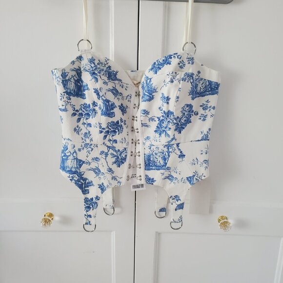 For Love and Lemons Blue Toile Top - Picture 7 of 7